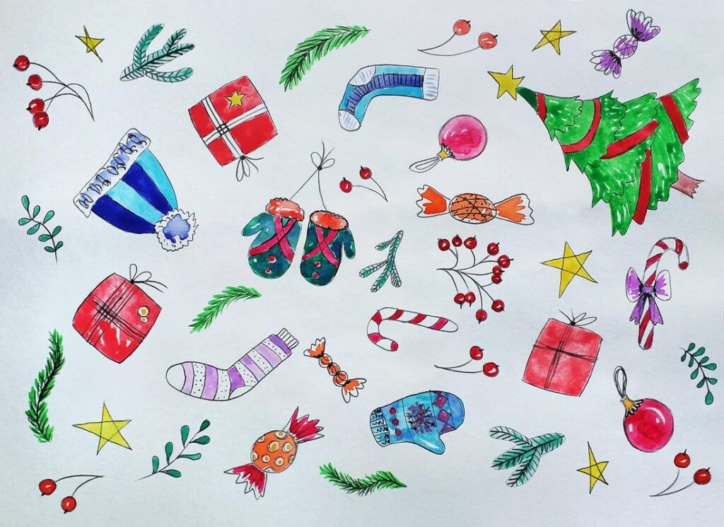 sketches of christmas trees